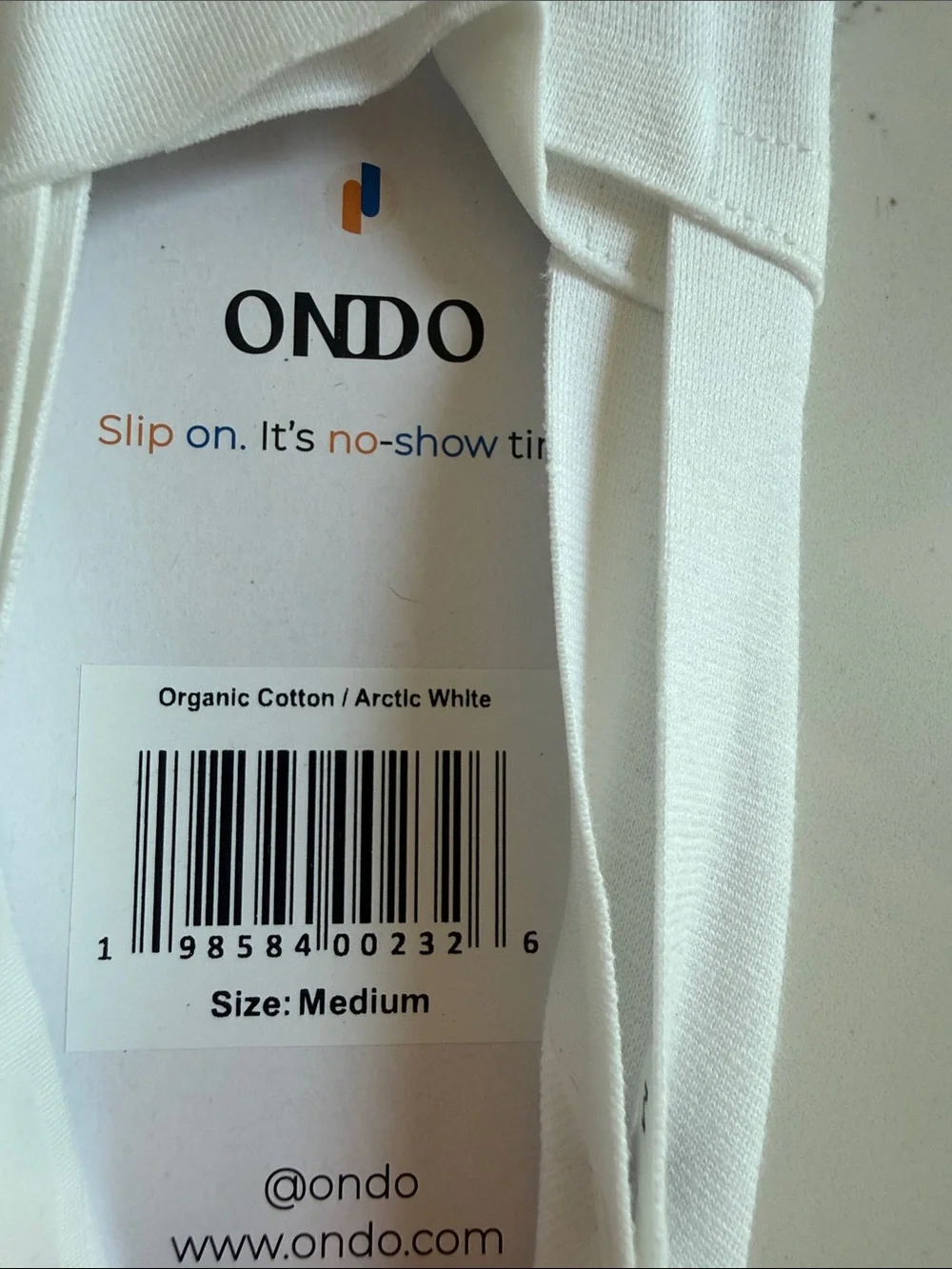 ONDO Cotton Socks in White Crew / no show no Slip Style Size Medium/ Large NWT